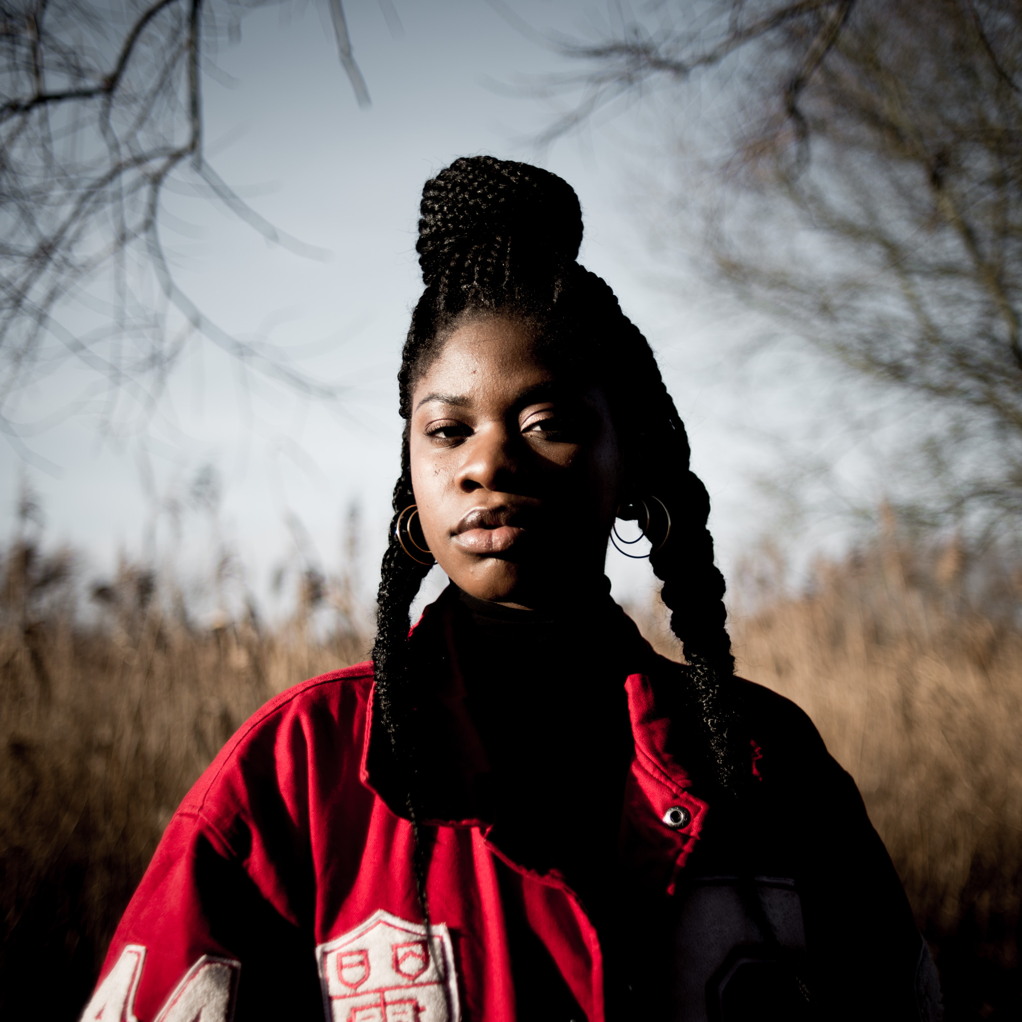 Portret rode jas close